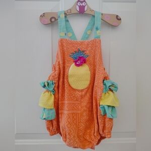 Ricrac and Ruffles girl 24 months 2t pineapple bubble romper  embellished